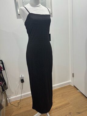 Kenneth Cole Crystal Studded Maxi Dress | Black | Stretch Bodycon | NWT | XS